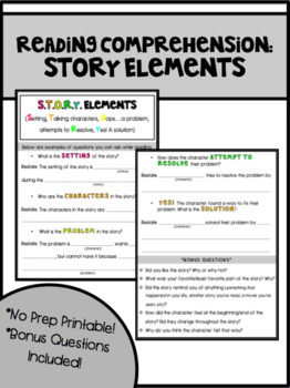 No Prep Reading Comprehension-Story Elements by MyChickaChickaClassroom