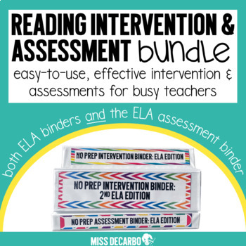 Preview of No Prep Reading Intervention and Assessment Binder Bundle