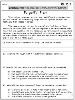 2nd grade reading passages with comprehension questions differentiated