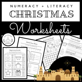 Preview of No-Prep Religious Christmas Numeracy/Literacy Worksheets