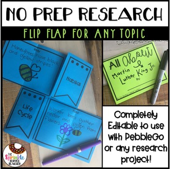Preview of Research Project Template for Any Topic | Editable Pebble Go Flip Flap