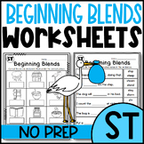 Initial Blends: ST Blends Worksheets Beginning Blends Words