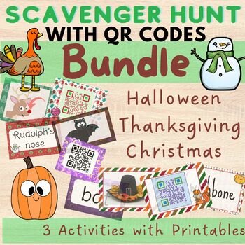 Preview of No Prep Scavenger Hunt with writing. Halloween|Thanksgiving|Christmas activity