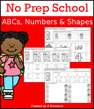 Preview of No-Prep School ABCs, Numbers & Shapes