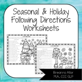 No Prep Seasonal & Holiday Following Directions Worksheets