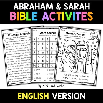 Preview of No Prep Abraham and Sarah Kids Sunday School Activities Bible Lesson