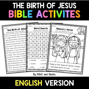 Preview of No Prep Christmas Nativity Story Kids Sunday School Activities Bible Lesson