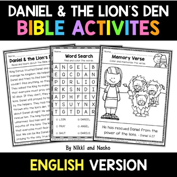 Preview of No Prep Daniel and the Lions Den Kids Sunday School Activities Bible Lesson