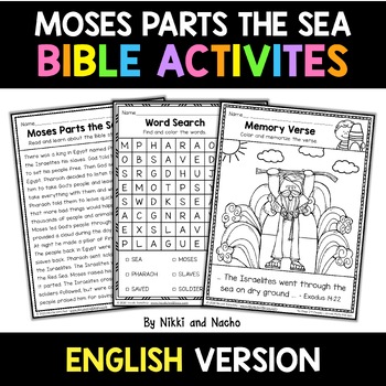 Preview of No Prep Moses Parts the Red Sea Kids Sunday School Activities Bible Lesson