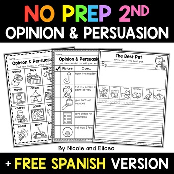 No Prep Second Grade Persuasive Opinion Writing - Distance Learning