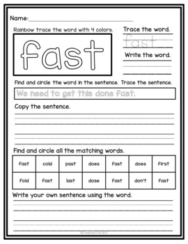 second grade sight words worksheets and activities by creativecota llc