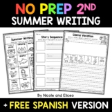 No Prep Second Grade Summer Writing + FREE Spanish