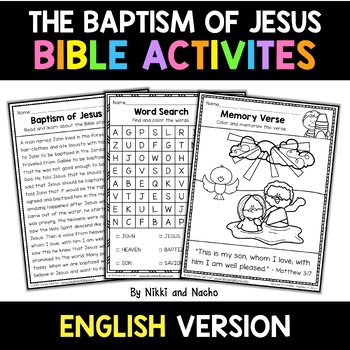 Preview of No Prep The Baptism of Jesus Kids Sunday School Activities Bible Lesson