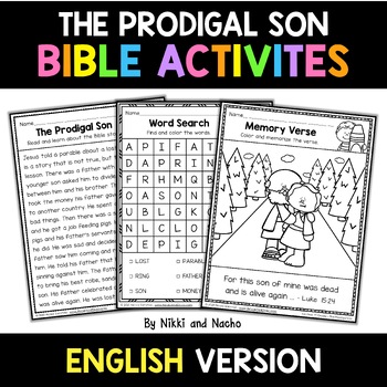 Preview of No Prep The Prodigal Son Kids Sunday School Activities Bible Lesson