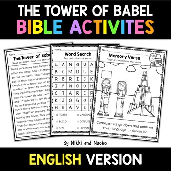 Preview of No Prep Tower of Babel Kids Sunday School Activities Bible Lesson