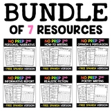 No Prep Second Grade Writing Bundle - Distance Learning