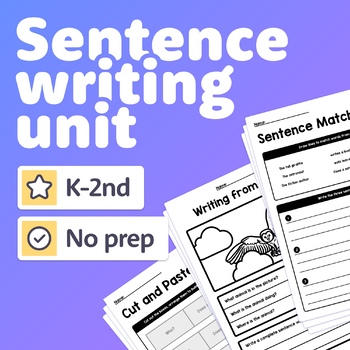 Preview of No Prep Sentences Unit | 1st, 2nd, 3rd Grade Sentence Writing Worksheets