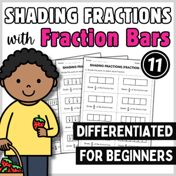 Preview of No Prep Shading Fractions Worksheets Area Models 3RD GRADE Fractions Activities