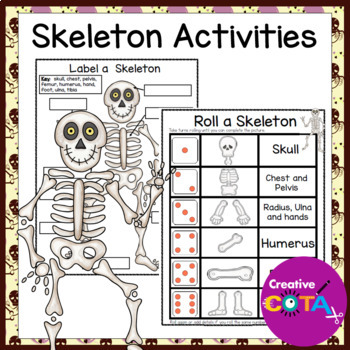 Preview of No Prep Halloween Skeleton Fine Motor and Visual Perception Craft and Activity