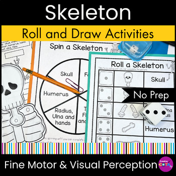 Preview of No Prep Halloween Skeleton Fine Motor & Visual Perception Craft & Dice Activity