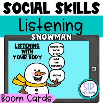 Preview of Winter Social Skills Kindergarten Activities l  Snowman Speech Therapy Listening