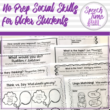 Preview of No Prep Social Skills for Older Students