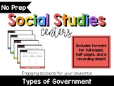 No Prep Social Studies Centers: Types of Governments