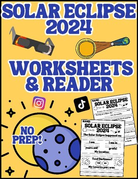 Preview of No Prep Solar Eclipse 2024 Worksheets and Reader