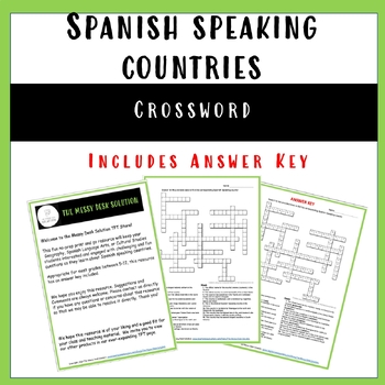 Preview of No-Prep Spanish Speaking Countries Research and Fill Crossword.