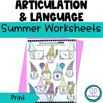 Preview of Summer Speech & Language Packets & Speech Therapy Summer Homework Coloring Pages