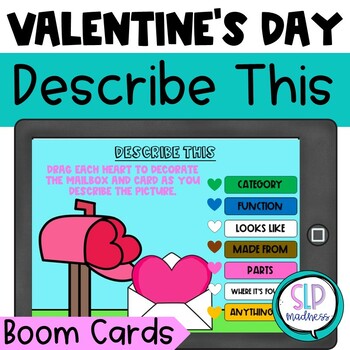 Preview of Describing Games Speech Therapy Valentines Day Activities Vocabulary Boom Cards