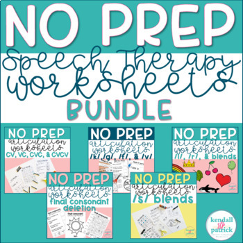 Preview of No Prep Speech Therapy Worksheet Bundle