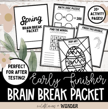 Preview of No-Prep Spring Brain Break Packet | Testing Early Finisher Morning Work Puzzles