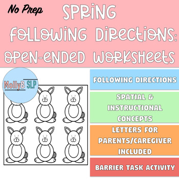 Preview of No Prep Spring Following Directions & Prepositions Worksheet