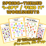 No-Prep Spring I-Spy Worksheets with Various Levels for Al