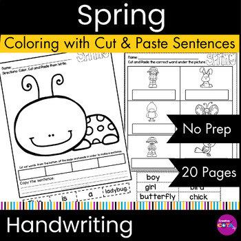 Preview of Occupational Therapy Spring Writing Activities Coloring Pages & Build a Sentence