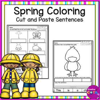 Preview of Occupational Therapy Spring Writing Activities Coloring Pages & Build a Sentence