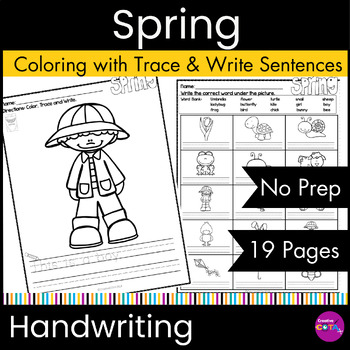 Preview of Occupational Therapy Spring Activities Coloring Pages Trace & Write Sentences