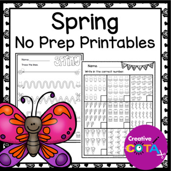 Preview of Occupational Therapy No Prep Spring Writing and Math Worksheets and Activities