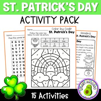 Preview of No Prep St. Patrick's Day Activities St. Patty's Day Worksheets Literacy & Math