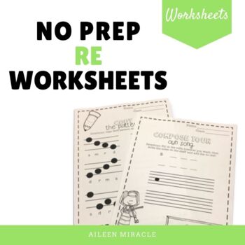 Preview of No Prep Re Music Worksheets - Do Pentatonic