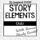 25 Story Elements Quiz + Study Guide