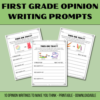 Preview of No Prep Sub Opinion Writing Prompts for 1st Grade, Classroom Writing Ideas