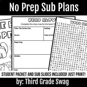 Preview of No Prep Sub Plans | 4 Days of Themed No Prep Sub Plans