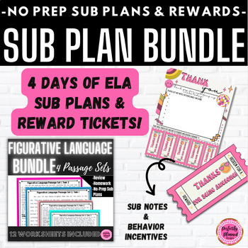 Preview of No Prep Sub Plans BUNDLE & Good Behavior Incentive Substitute Note Reward Ticket