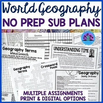 Preview of No Prep Sub Plans For Any Geography Class 