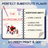 No Prep Sub Plans! Print & go for substitute! The Incredib