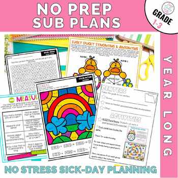 Preview of No Prep Sub Plans for 1st, 2nd, and 3rd grade