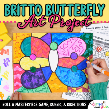 Preview of No Prep Sub Plans for Art: Romero Britto Butterfly Pop Art Project & PowerPoint