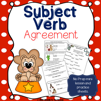 Preview of No Prep Subject Verb Agreement - Printable and Easel Activity